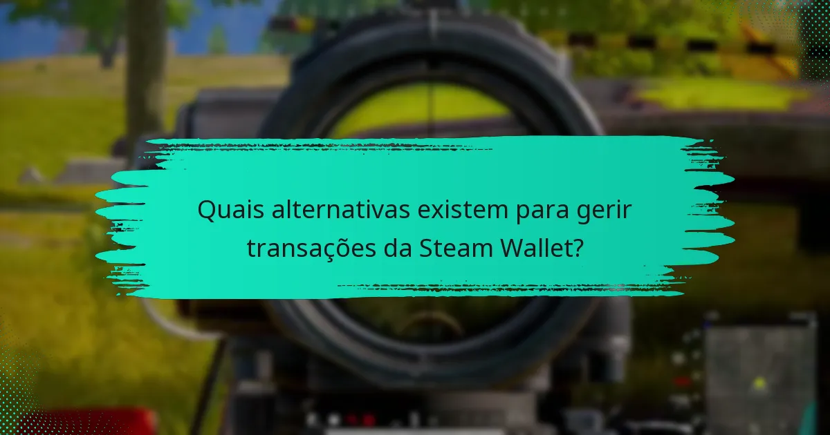 Quais alternativas existem para gerir transações da Steam Wallet?